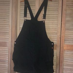 Forever 21+ black distressed overalls